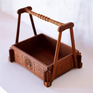 Hand-Carved Wooden Hamper